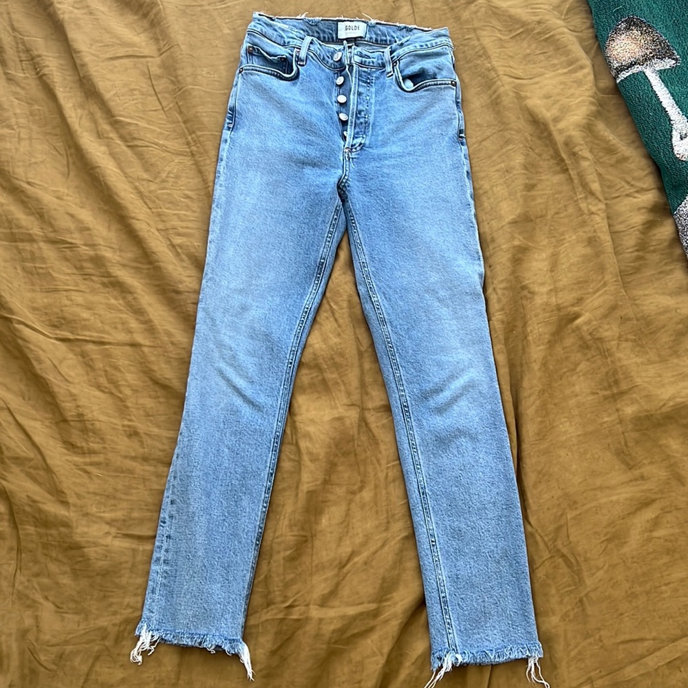 Agolde high rise slim distressed jeans
